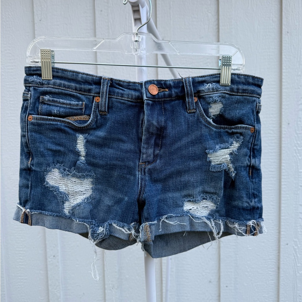 Blank NYC Blue Distressed Jean Shorts